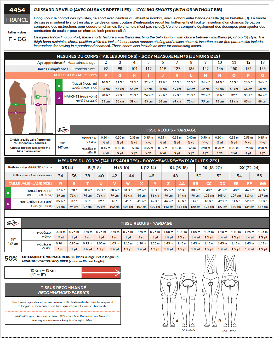 Patron Jalie 4454 - Cuissard de vélo