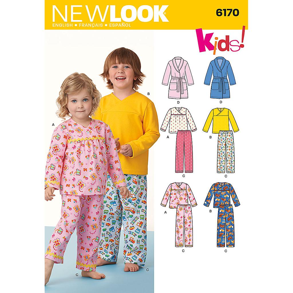 Patrón New Look 6170 Ropa de dormir para niños