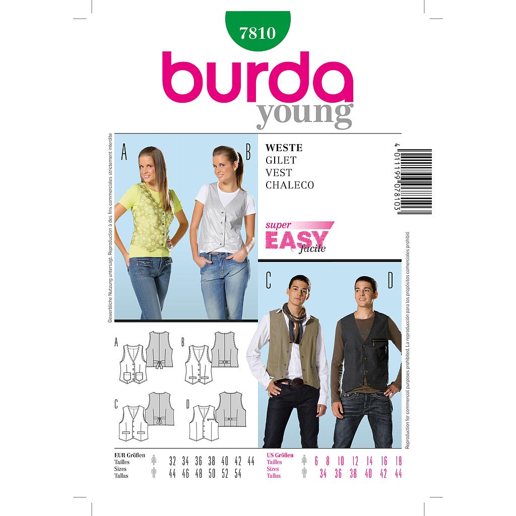 Patrón Nº7810 Burda Style: Chaleco