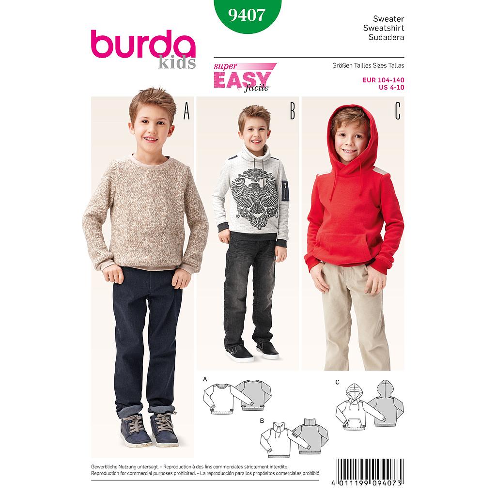 Patrón Burda 9407 Kids Sudadera