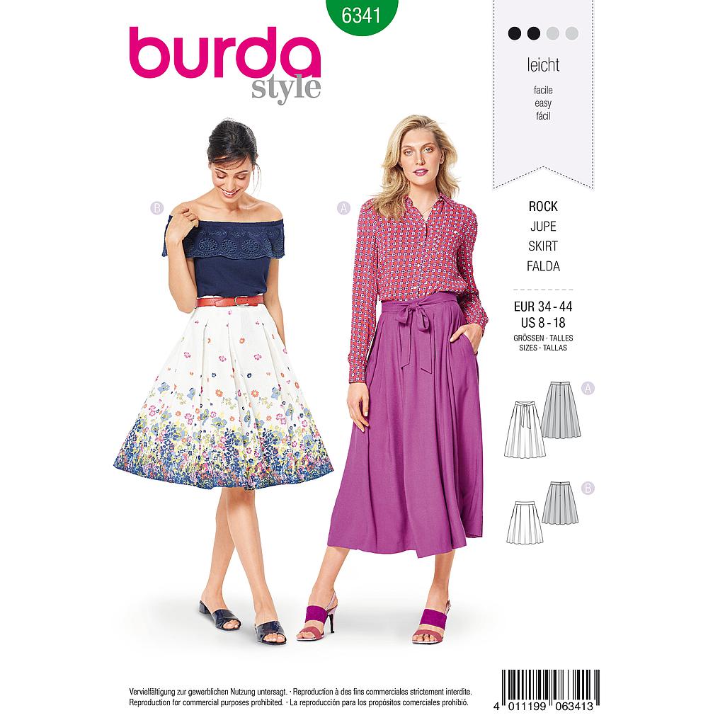 Patrón Burda 6341 - Falda para mujeres del 34 al 44