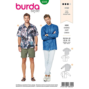 Patrón Burda 6349 - Camisa para hombres del 46 al 60