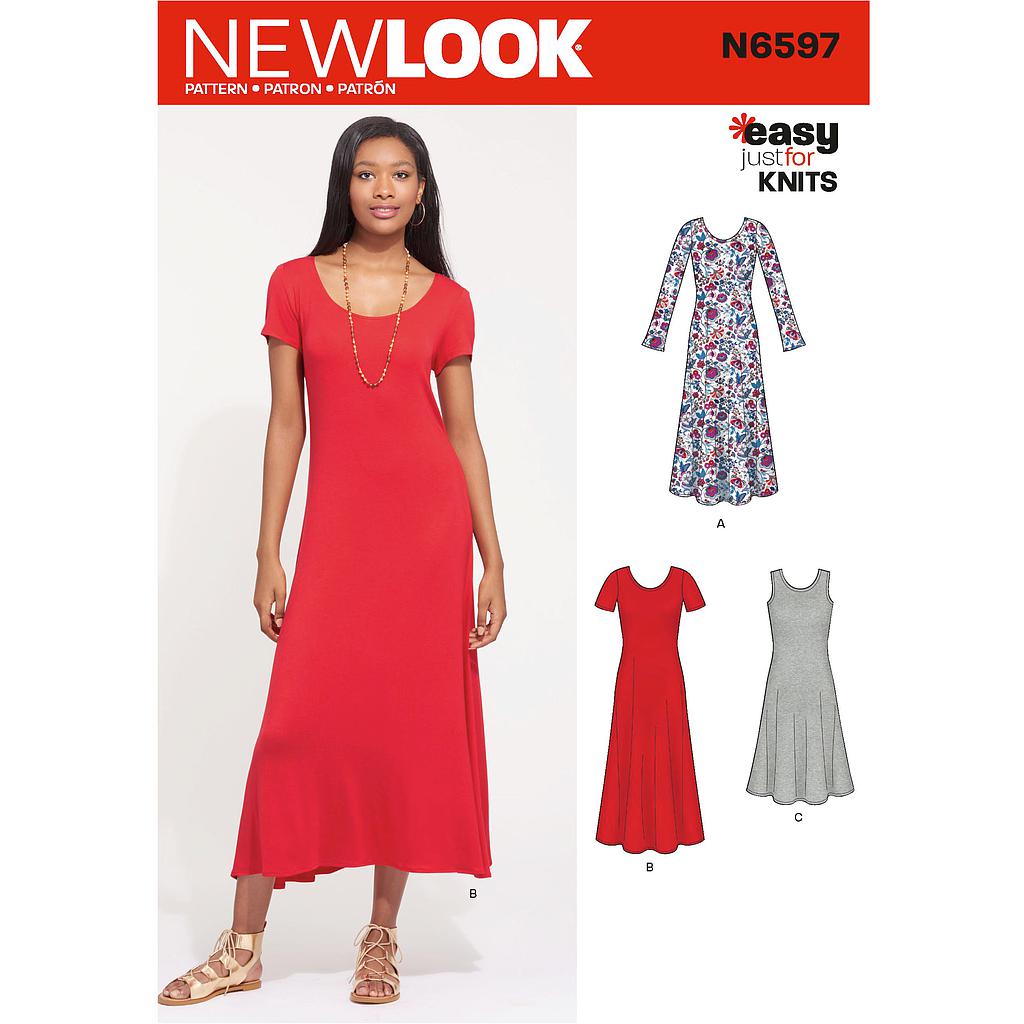 Patron New Look 6597 Robe longue pour femme