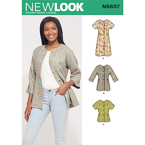 Patron New Look 6607 Gilet, haut et  robe pour femme