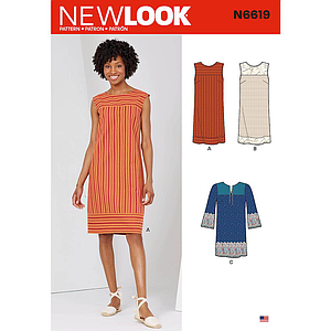 Patron New Look 6619 Robe droite pour femmes de 38 à 50
