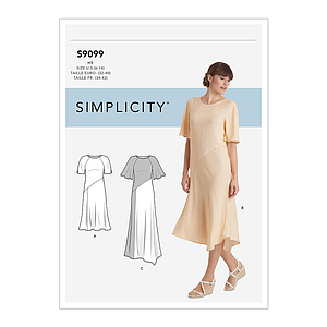 Patron Simplicity 9099 Robe femme fluide asymétrique - du 34 au 52