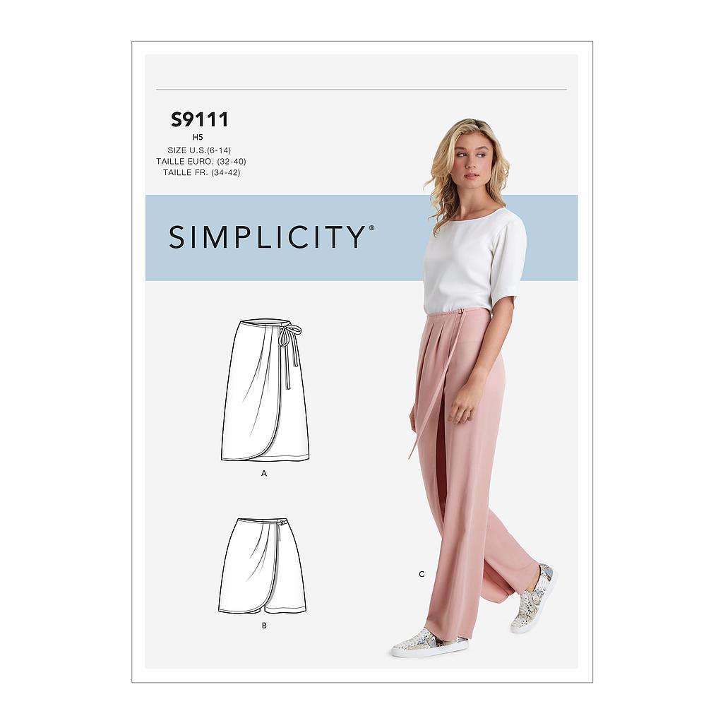 Patron Simplicity 9111 Pantalon femme portefeuille ou short &amp; jupe - du 34 au 52