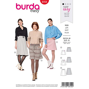 Patron Burda 6154 Jupe légèrement évasée ceinture extensible - du 34 au 44