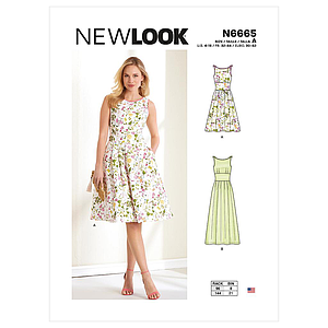 Patron NewLook 6665 Robe patineuse mi-longue