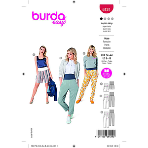 Patron Burda 6124- Pantalon à large ceinture en tricot du 36 au 46