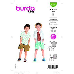 Patron Burda 9285- Short et Chemise enfant garçon du 104 au 134 cm