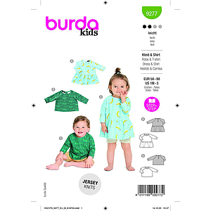 Patron Burda 9277- Tee-shirt raglan mixte ou Robe bébé du 56 au 98 cm