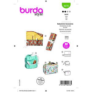 Patron Burda 9276 -  3 Accessoirs salle de bain, trousses de toilette - taille unique