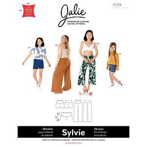 Patron Jalie 4129 SYLVIE- Pantalon jambe large et short en tricot- Femme, Enfant fille  