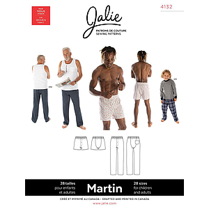Patron Jalie 4132 MARTIN- Pantalon pyjama et caleçon boxeur- Homme, Enfants Mixte  