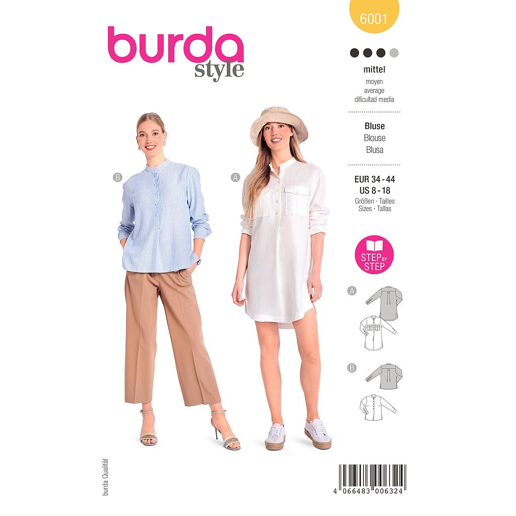 Patron Burda 6001 - Chemisier classique aux détails raffinés du 36 au 46 (FR)