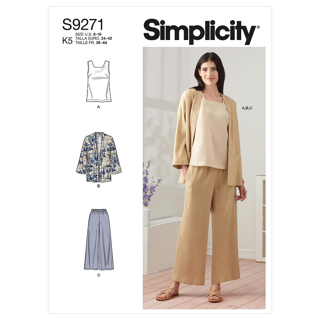 Patron Simplicity 9271 - Ensemble Top, Veste et Pantalon du 36 au 54 (FR)