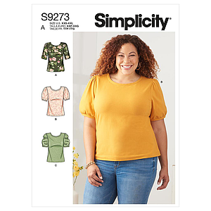 Patron Simplicity 9273 - Top en maille, encolure arrondie avec variations de manches du 32 au 54 (FR)