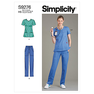 Patron Simplicity 9276 - Ensemble Infirmière avec Blouse et Pantalon du 34 au 52 (FR)
