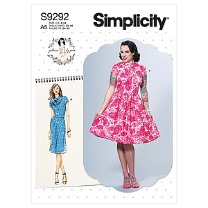 Patron Simplicity 9292 - Robe avec col Mandarin et variations de jupes du 34 au 50 (FR)
