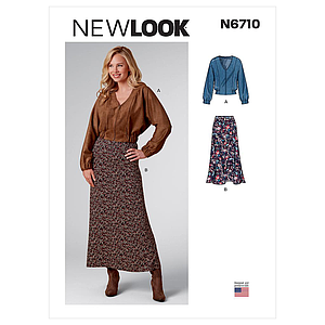 Patron New Look 6710 -  Ensemble Femme, Veste zippée et Jupe longue du 36 au 46 (FR)