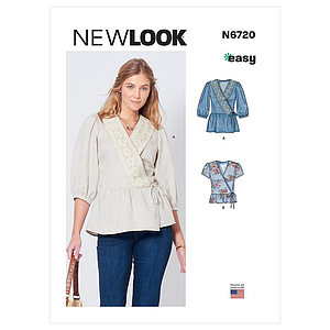 Patron New Look 6720 -  Hauts cache-cœur du 34 au 46 (FR)