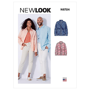 Patron New Look 6724 -  Chemise boutonnée unisexe de 36 à 45 (FR)