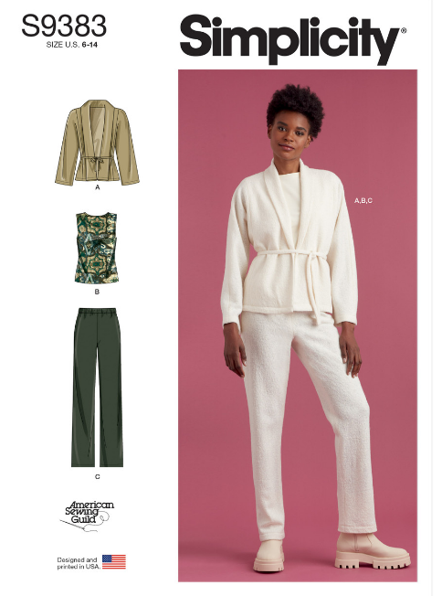 Patron Simplicity 9383 - Veste, haut en tricot et pantalon du 34 au 52 FR