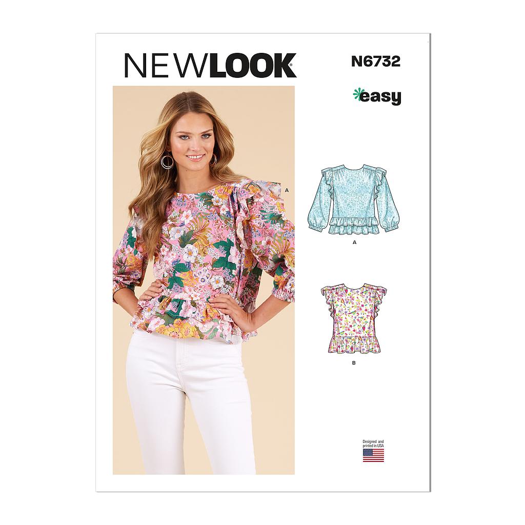 Patron New Look 6732 -  Top avec variantes du 34 au 46 (FR)