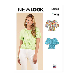 Patron New Look 6733 -  Hauts cache cœur ou col rond (XS-S-M-L-XL-XXL)