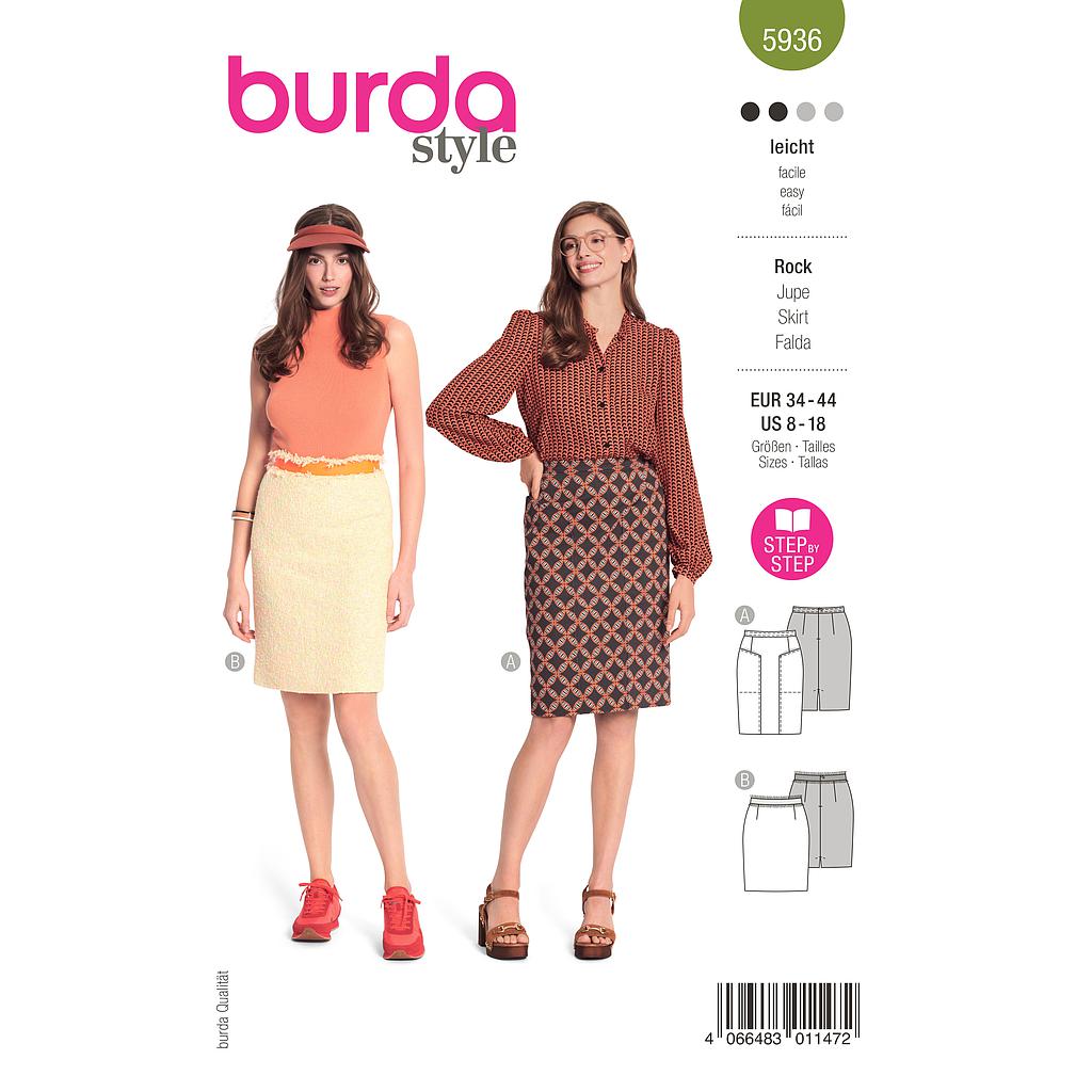 Patron Burda 5936 -  Jupes droites du 46 au 56 (FR)