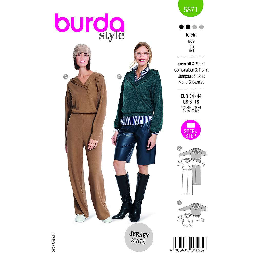 Patron Burda 5871-Combinaison &amp; T-shirt