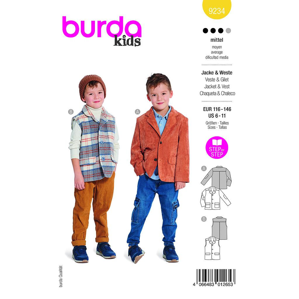Patron Burda 9234-Veste &amp; gilet