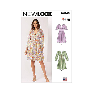 Patron New Look 6749 -  Robe boutonnée du 34 au 44 (FR)