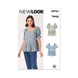 Patron New Look 6754 -  Hauts à enfiler du 36 à 46 (FR)