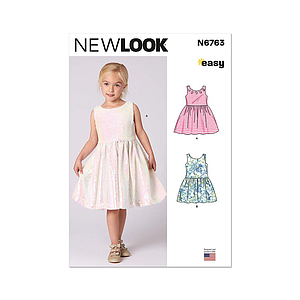 Patron New Look 6763 -  Robe enfant du 98 à 128 (FR)