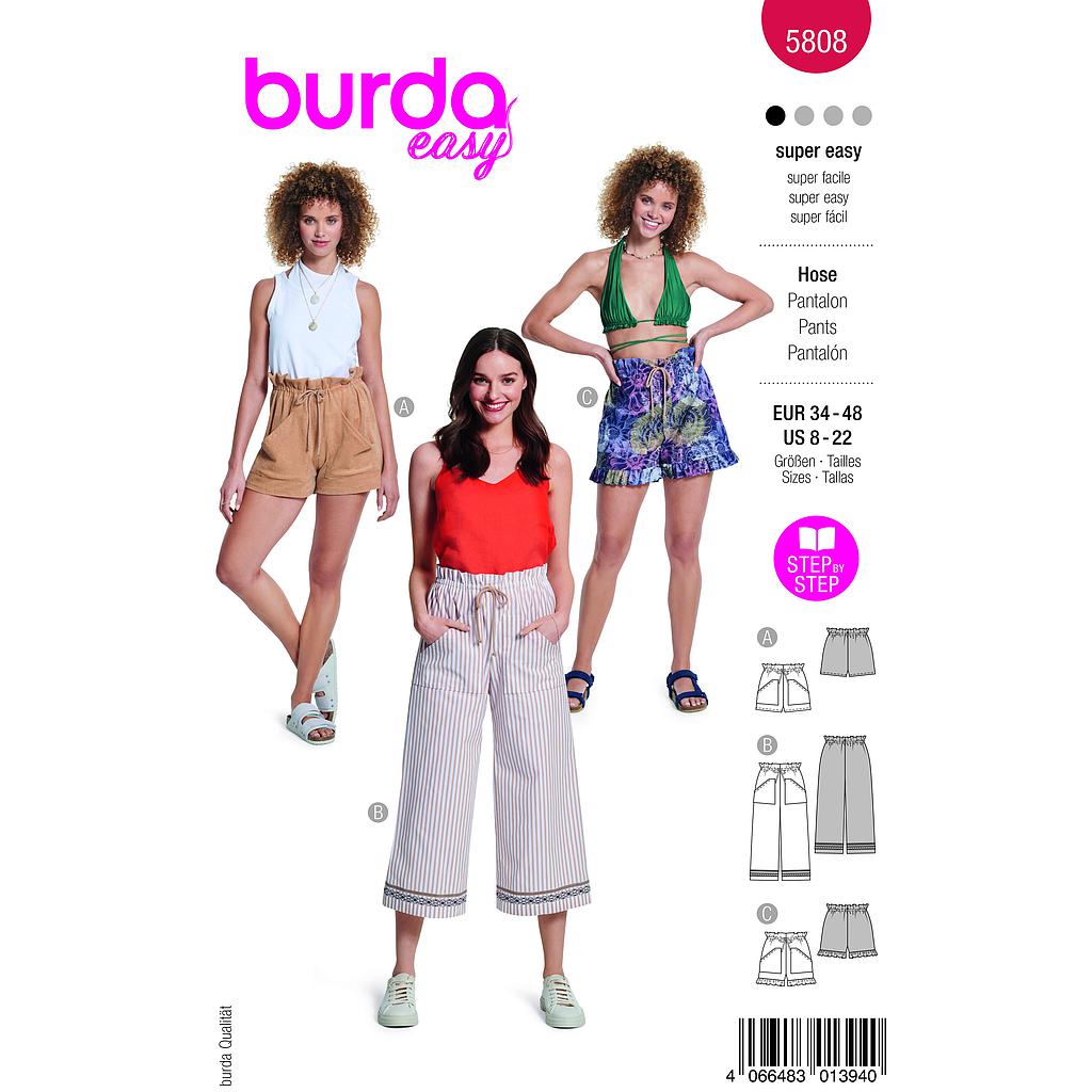 Patron Burda 5808 - Shorts et pantalons du 34 au 48 FR