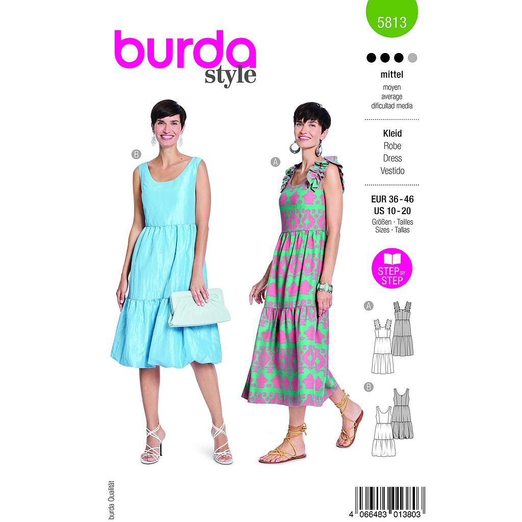 Patron Burda 5813 - Robes intemporelles du 36 au 46 FR