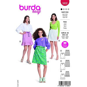Patron Burda 5832 - Jupe simple du 34 au 48 FR