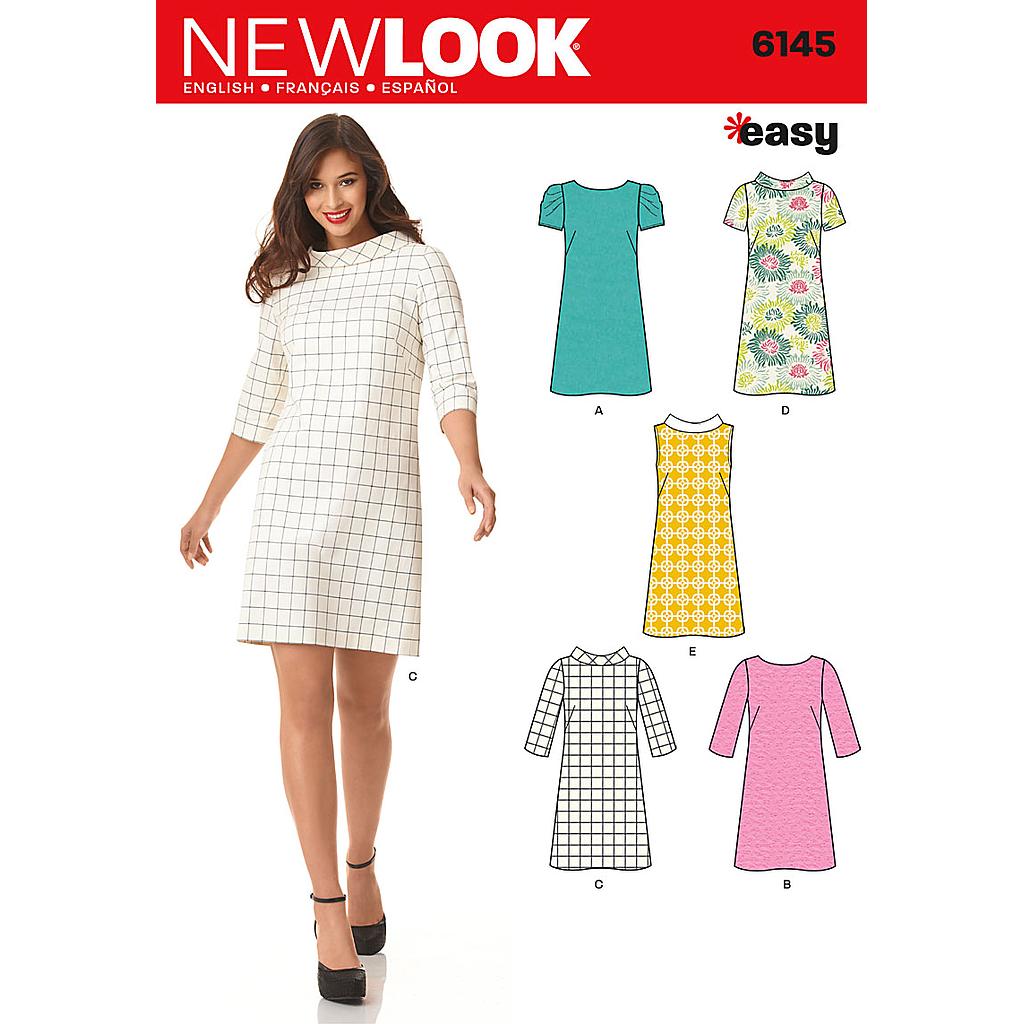 Patrón New Look 6145 Vestido recto