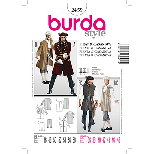 Patron Burda Carnaval 2459 - Déguisement Historique Pirate & Casanova Homme