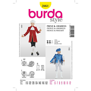 Patron Burda Carnaval 2461 - Déguisement Historique Prince et Mozart enfant