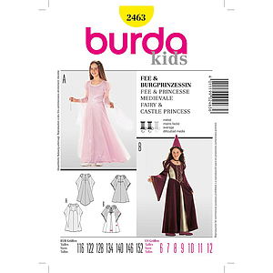 Patron Burda Carnaval 2463 - Déguisement Historique Fée et Princesse médiévale enfant