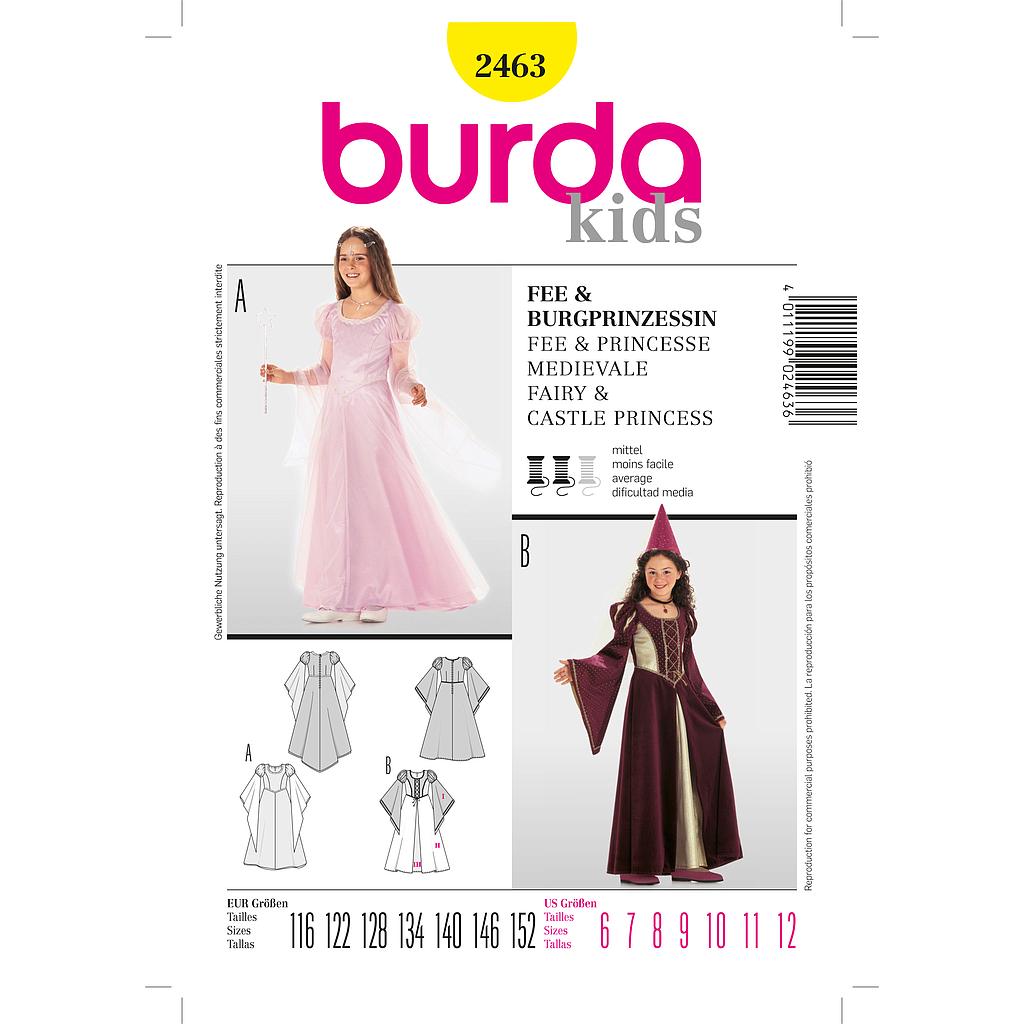 Patrón Nº2463 Burda Histórica: Hada. princesa medieval