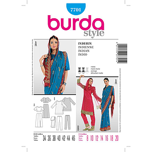 Patron Burda Carnaval 7701 - Déguisement Historique Indienne Femme