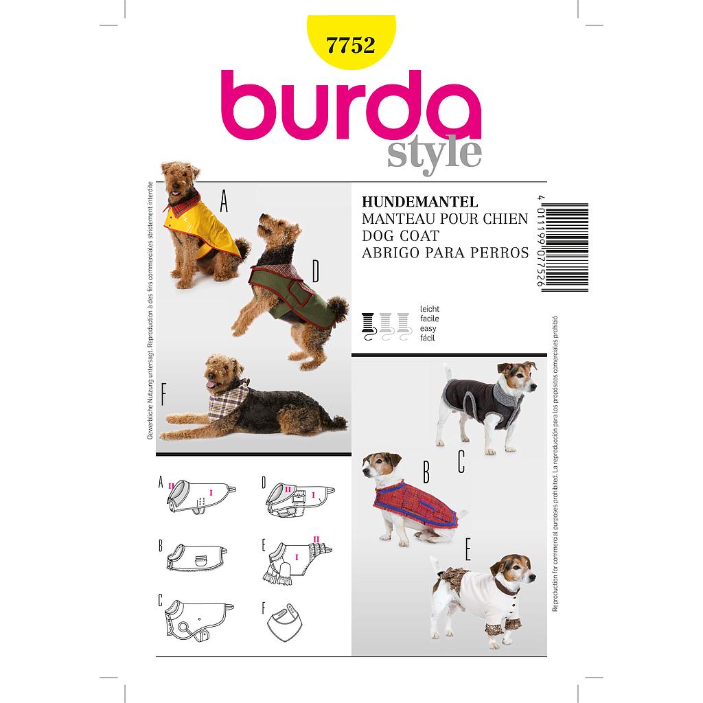 Patrón Nº7752 Burda Creativa: Abrigo para perro