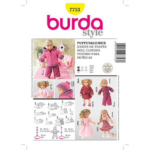 Patrón Nº7753 Burda Creativa: Vestidos para muñecas