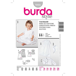 Patrón Nº9804 Burda Kids: Vestido de bautismo