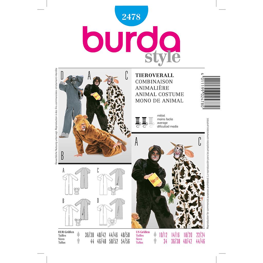 Patrón Burda 2478 Carnaval Combinación animal 