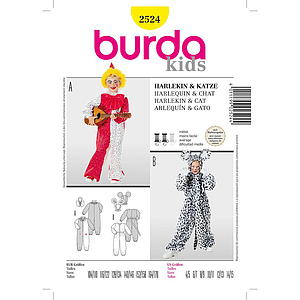 Patrón Burda 2524 Carnaval Arlequín y Gato 